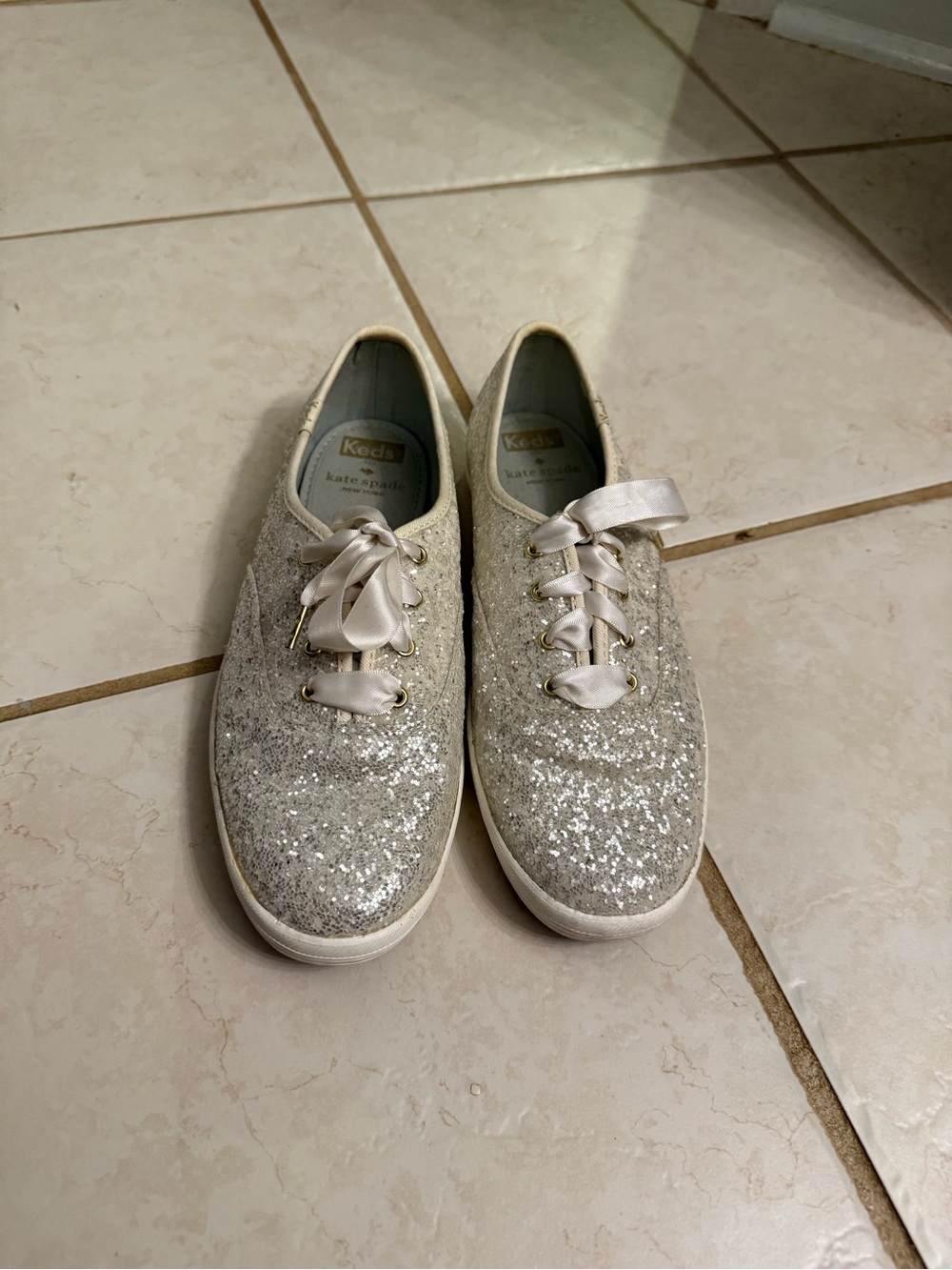 kate spade Silver Slip-On Canvas Sneakers